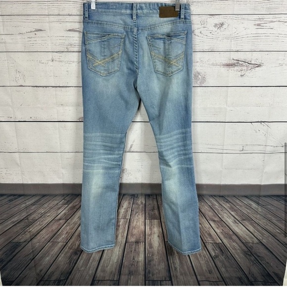 Buckle BKE Mens Jeans size 34 Long Jake Blue Straight Leg Casual Thick Stitch - Picture 6 of 14